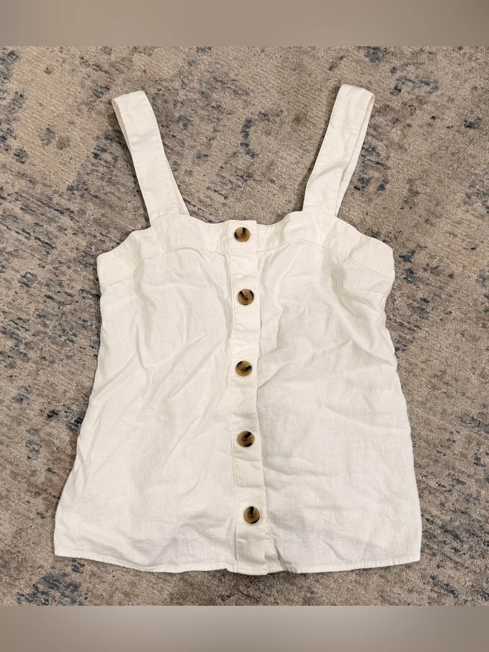 J. Crew White Button-Front Linen-Cotton Camisole